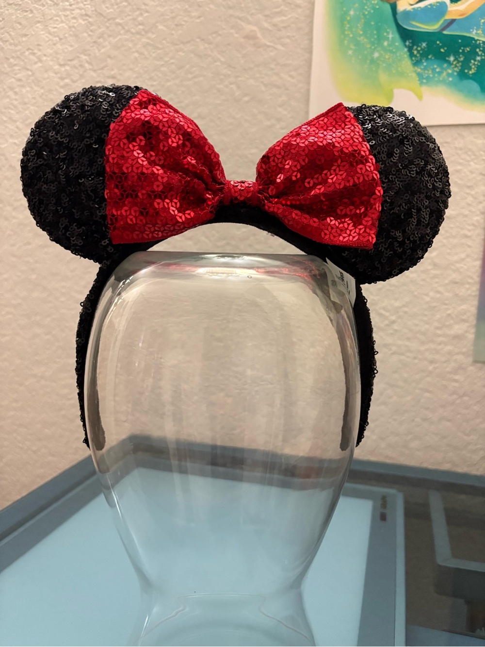 Disney Sequin Minnie Mouse Ears Headband in Black and Red